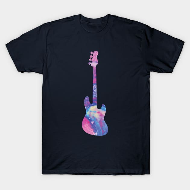 Bass Guitar Watercolor Texture T-Shirt by nightsworthy